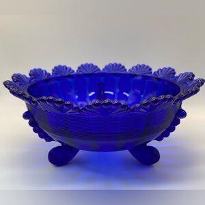 Vintage Cobalt glass footed bowl - Mosser